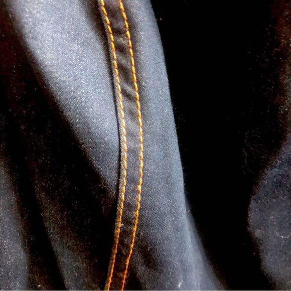 Navy Pleated Dark Denim Scoop Neck‎ Fit & Flare Mini Dress Size 10 - Picture 3 of 5